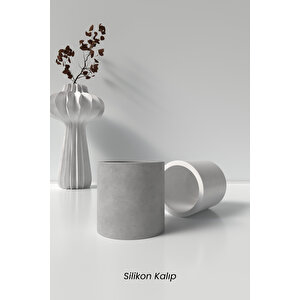 Silindir Saksı Ve Mumluk Beton Silikon Kalıp K12- Dekoratif Beton Mumluk Kalıbı K12
