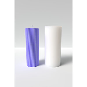 Büyük Desenli Silindir Mum Silikon Kalıp 15cm - Pillar Mum Kalıbı Soya Wax Mum Yapım Malzemeleri