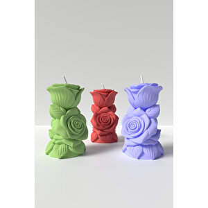 Gül Dalı Mum Silikon Kalıp - Desenli Gül Dalı Şeklinde Mum Silikon Kalıbı - 11x6 Cm