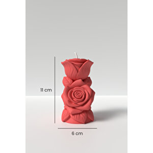 Gül Dalı Mum Silikon Kalıp - Desenli Gül Dalı Şeklinde Mum Silikon Kalıbı - 11x6 Cm