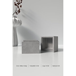 Kapaklı Kare Mumluk Beton Silikon Kalıp K23 - Dekoratif Kare Mumluk Beton Kalıbı 6x9cm