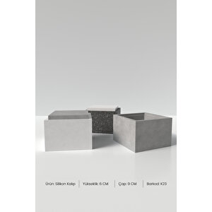 Kapaklı Kare Mumluk Beton Silikon Kalıp K23 - Dekoratif Kare Mumluk Beton Kalıbı 6x9cm