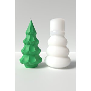 Büyük Yılbaşı Ağacı Mum Silikon Kalıp -yılbaşı Mum Silikon Kalıp, Mum Yapım Malzemeleri  15 X 7.3 Cm