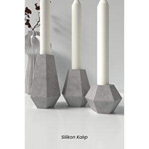 Minimal Geometrik Şamdan Mum Silikon Kalıp 3 Adet (küçük,orta,büyük)- Mumluk/şamdan Mum Kalıbı 3lü