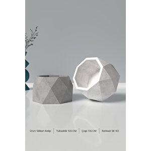 Geometrik Beton Saksı Ve Mumluk Silikon Kalıp K3 -  Beton Mumluk Silikon Kalıp  11.6 X 6.8 Cm