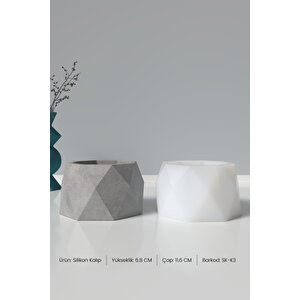 Geometrik Beton Saksı Ve Mumluk Silikon Kalıp K3 -  Beton Mumluk Silikon Kalıp  11.6 X 6.8 Cm