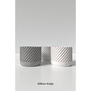 Dekoratif Desenli Büyük Beton Saksı Silikon Kalıp K9 - Büyük Beton Saksı Kalıbı