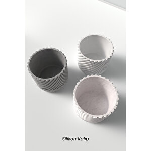 Dekoratif Desenli Büyük Beton Saksı Silikon Kalıp K9 - Büyük Beton Saksı Kalıbı
