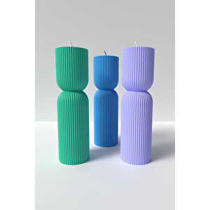 Büyük Desenli Sütün Mum Silikon Kalıp - Desenli Sütün Şeklinde Mum Silikon Kalıbı - 21x6 Cm