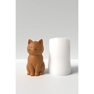 Kedi Mum Silikon Kalıp - Sevimli Kedi Mum Kalıbı, Kedi Figürlü Mum Kalıbı 9 X 5 Cm