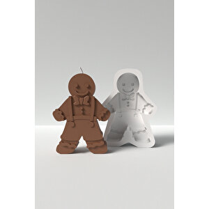 Büyük Kurabiye Adam Mum Silikon Kalıp M2 - Yılbaşı Mum Kalıbı Soya Wax Mum Yapım Malzemeleri 10x7 Cm