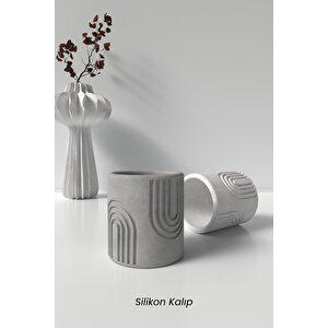 Desenli Silindir Beton Saksı Ve Mumluk Silikon Kalıp K13 - Dekoratif Beton Mumluk Kalıbı K13