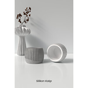 Geometrik Desenli Beton Saksı Ve Mumluk Silikon Kalıp K10 - Dekoratif Beton Mumluk Kalıbı K10