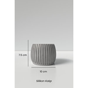 Geometrik Desenli Beton Saksı Ve Mumluk Silikon Kalıp K10 - Dekoratif Beton Mumluk Kalıbı K10