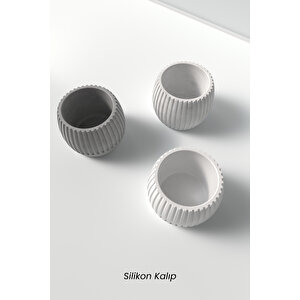 Geometrik Desenli Beton Saksı Ve Mumluk Silikon Kalıp K10 - Dekoratif Beton Mumluk Kalıbı K10