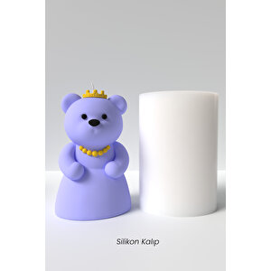 Gelin Ayıcık Mum Silikon Kalıp - Ayıcık Mum Kalıbı, Süsülü Gelin Ayıcık Mum Kalıbı 9 X 6 Cm