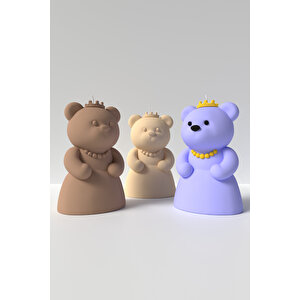 Gelin Ayıcık Mum Silikon Kalıp - Ayıcık Mum Kalıbı, Süsülü Gelin Ayıcık Mum Kalıbı 9 X 6 Cm