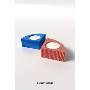 Desenli Çok Kullanımlı Beton Mumluk Ve Tealight Silikon Kalıp H4 - 1 Adet Silikon Kalıp