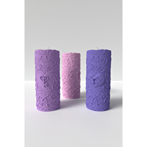 Desenli Kalp Kilidi Mum Silikon Kalıp -  Kalp Ve Anahtar Desenli Silindir Mum Kalıbı 12 X 5.4 Cm