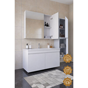 Tokyo 100 Cm Mdf Banyo Dolabı Seti + Boy Dolabı Beyaz