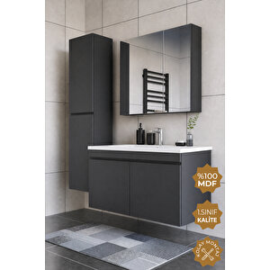 Tokyo 100 Cm Mdf Banyo Dolabı Seti + Boy Dolabı Antrasit