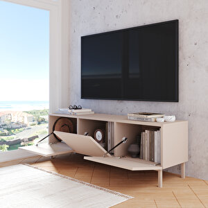 Robinhome Miami Tv Ünitesi Sehpası 3 Kapaklı Ahşap Ayaklı 150cm Kumsal
