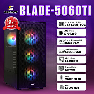 Gaminggentr Blade-5060ti / Amd Ryzen 5 7600 / Asus Dual Geforce Rtx 5060 Ti 16gb / 16gb Ram / 500gb Ssd / Oem Paket