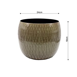 Nadya Kahverengi Metal Saksı 24*18cm