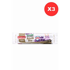Ekstra Güçlü Koku Hapseden Lavanta Kokulu, Büzgülü Büyük Boy Çöp Torbası 10'lu X3