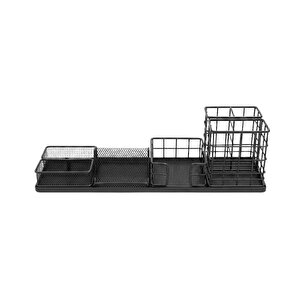 Siyah Metal Mesh Modüler Masaüstü Organizer Seti 7 Parça 38x10 Cm 9515b