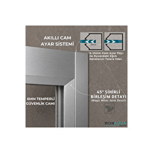 Arteko Metaline Duşakabin Kare Parlak Profil – 6mm Füme Temperli Cam 90x100 cm