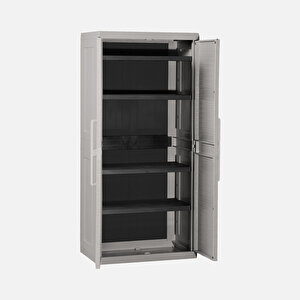 Rattan Mega 4 Raflı Plastik Dolap Gri