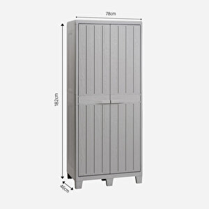 Florida Xl 4 Raflı Plastik Dolap Gri