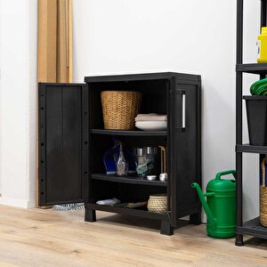 Garage Midi 2 Raflı Plastik Dolap Siyah
