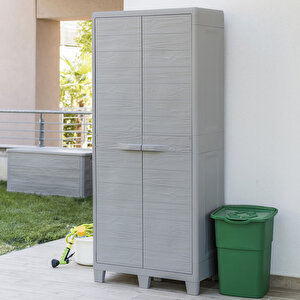 Woody's Xl 4 Raflı Plastik Dolap Gri