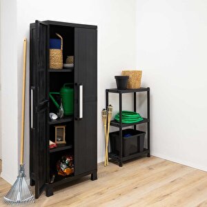 Garage Midi 3 Raflı Plastik Dolap Siyah