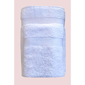 2’li Havlu Seti %100 Pamuk 70x140 Banyo + 50x90 El Yüz Havlusu Dry Forever Beyaz Beyaz