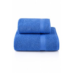 2’li Havlu Seti %100 Pamuk 70x140 Banyo + 50x90 El Yüz Havlusu Dry Forever Mavi Mavi
