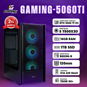 Gaminggentr Gaming-5060ti / Amd Ryzen 5 7500x3d / Asus Dual Geforce Rtx 5060 Ti 8Gb / 16 Gb Ram / 1 Tb Ssd Oem Paket