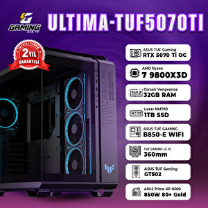 Gaminggentr Ultima-tuf5070ti  /  Amd Ryzen 7 9800x3d / Asus Tuf Gaming Geforce Rtx 5070 Ti Oc 16gb / 32 Gb Ram / 1 Tb Ssd / Oem Paket