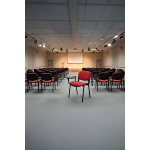 Form Yazı Tablalı Kolçaklı Sandalye – Toplantı, Eğitim Ve Seminer Koltuğu (kırmızı Kumaş) Kırmızı