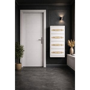 4'lü Beyaz Gold Desenli̇ Metal Ayakkabilik