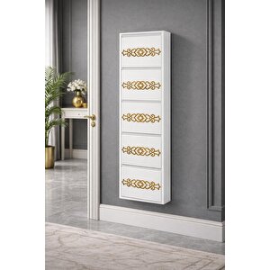 5'li̇ Beyaz Gold Desenli̇ Metal Ayakkabilik