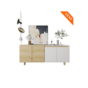 Ravenna Modern Konsol 180 Cm Safir Meşe - Beyaz