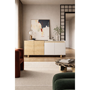 Ravenna Modern Konsol 180 Cm Safir Meşe - Beyaz