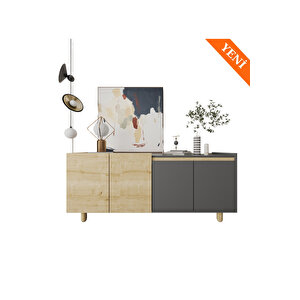 Ravenna Modern Konsol 180 Cm Safir Meşe - Antrasit