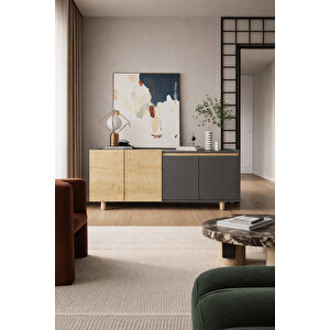 Ravenna Modern Konsol 180 Cm Safir Meşe - Antrasit