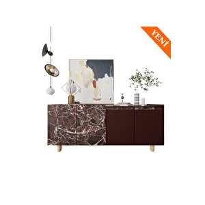 Ravenna Modern Konsol 180 Cm Mermer Desen - Bordo
