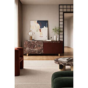 Ravenna Modern Konsol 180 Cm Mermer Desen - Bordo
