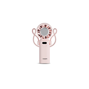 El Vantilatörü | Peltier Soğutma, 100 Kademe, 3600mAh, 8300 RPM, USB-C, Askılı (Pembe-X6111) Pembe